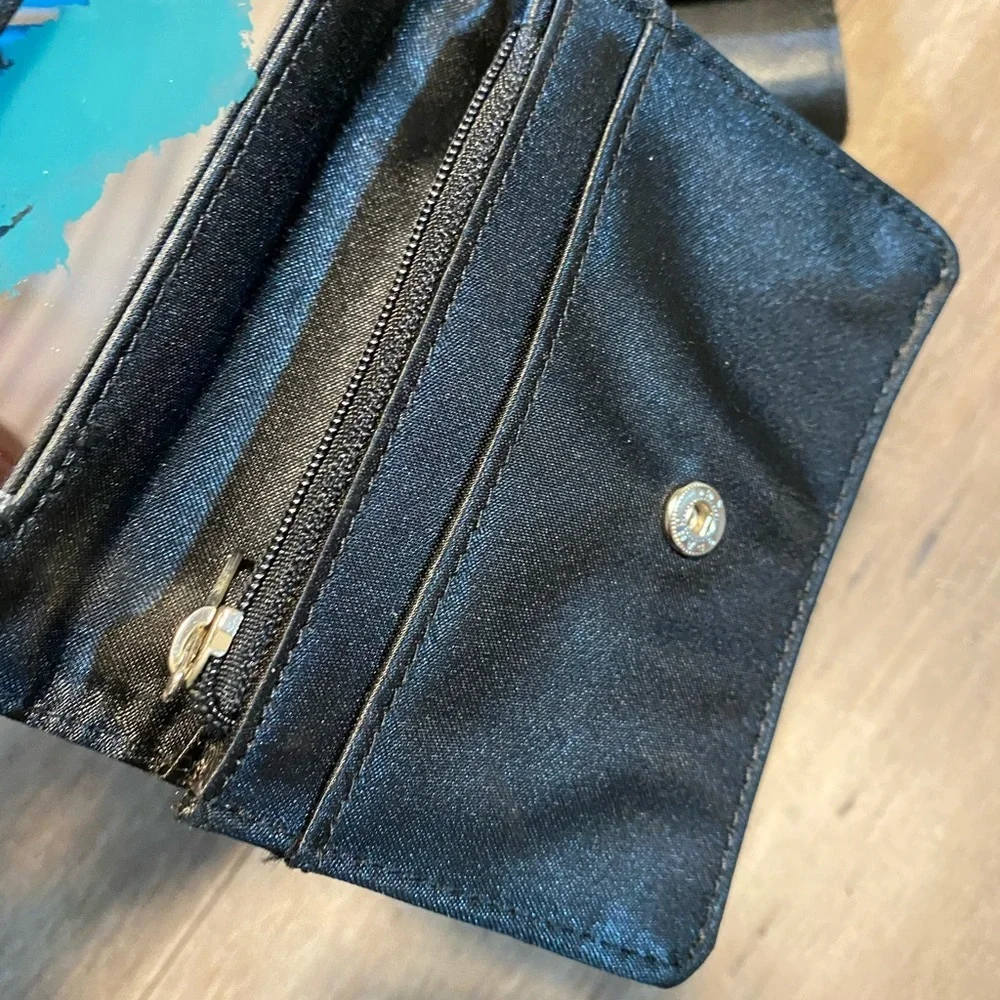 Vintage hand bag clutch and wallet‎ set black with flower